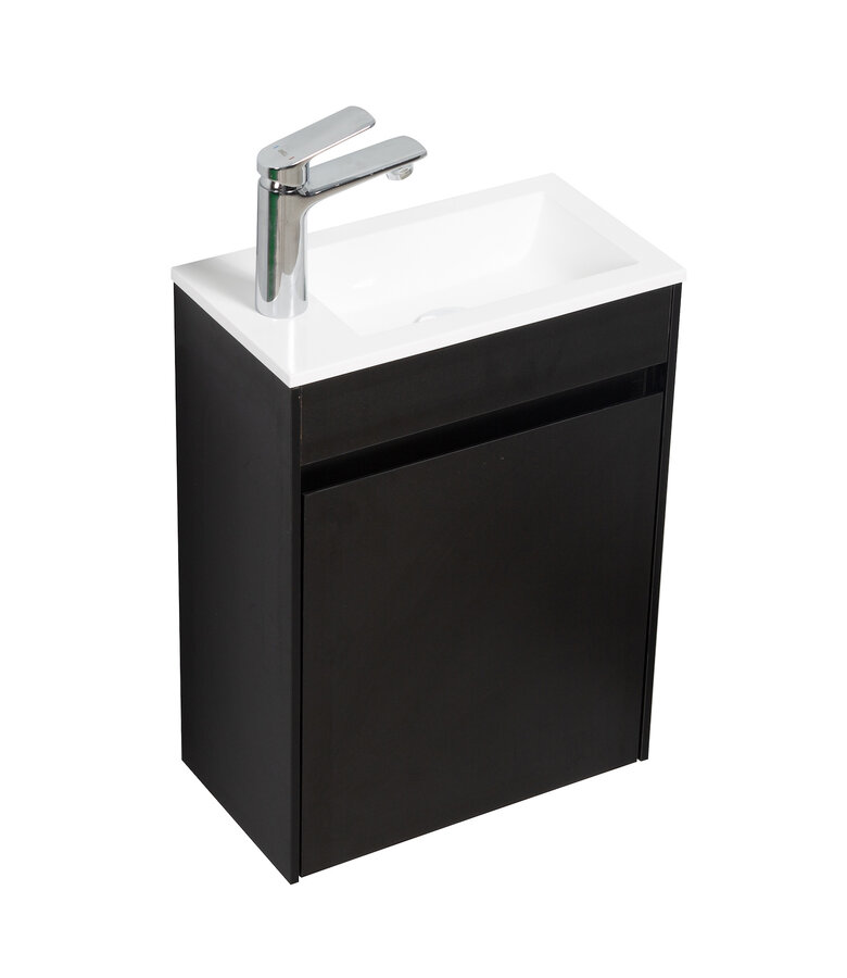 Toiletmeubel Sinta 40cm - mat zwart - witte wastafel