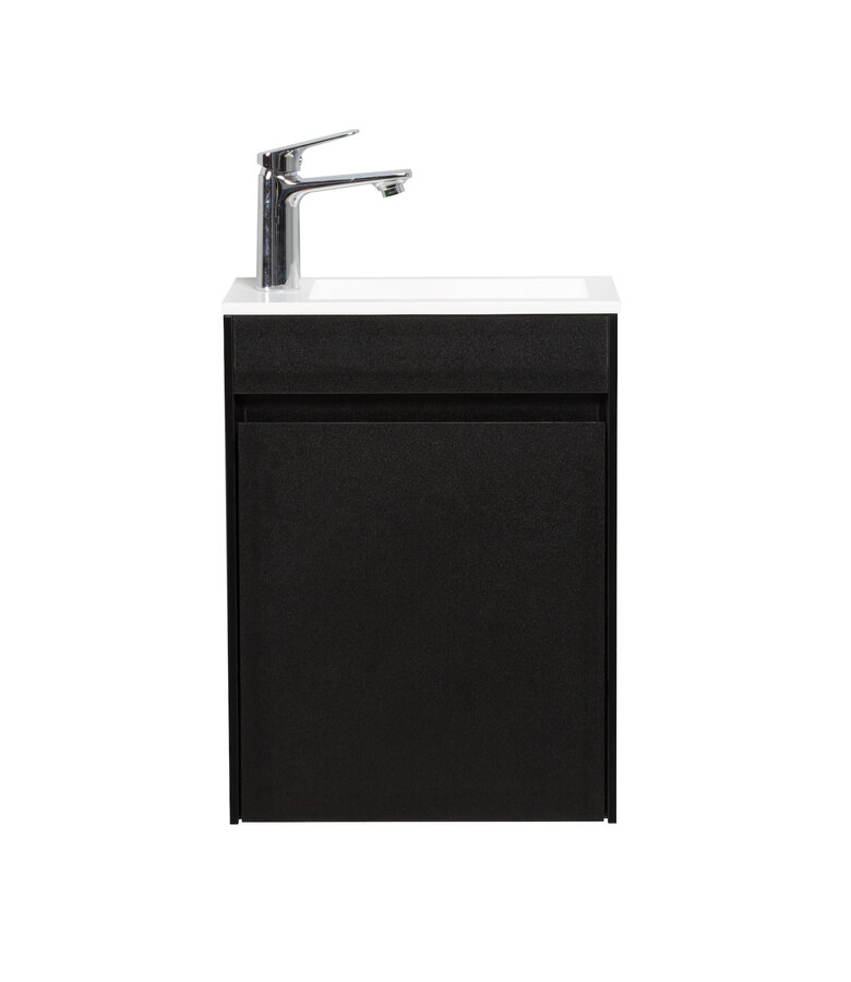 Toiletmeubel Sinta 40cm - mat zwart - witte wastafel