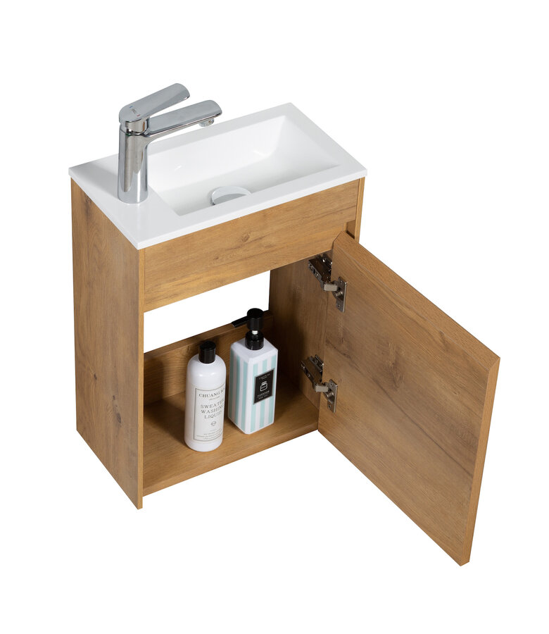 Toiletmeubel Sinta 40cm - eiken - witte wastafel