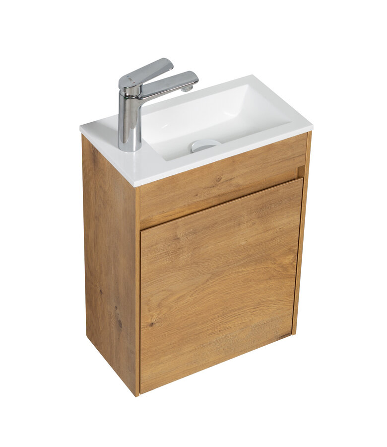 Toiletmeubel Sinta 40cm - eiken - witte wastafel