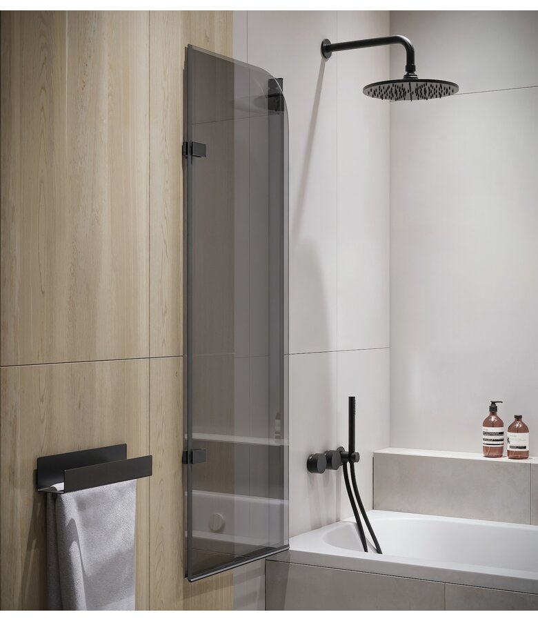 Badwand Austin 100 x 140 cm - rookglas  - zwart - nano coating