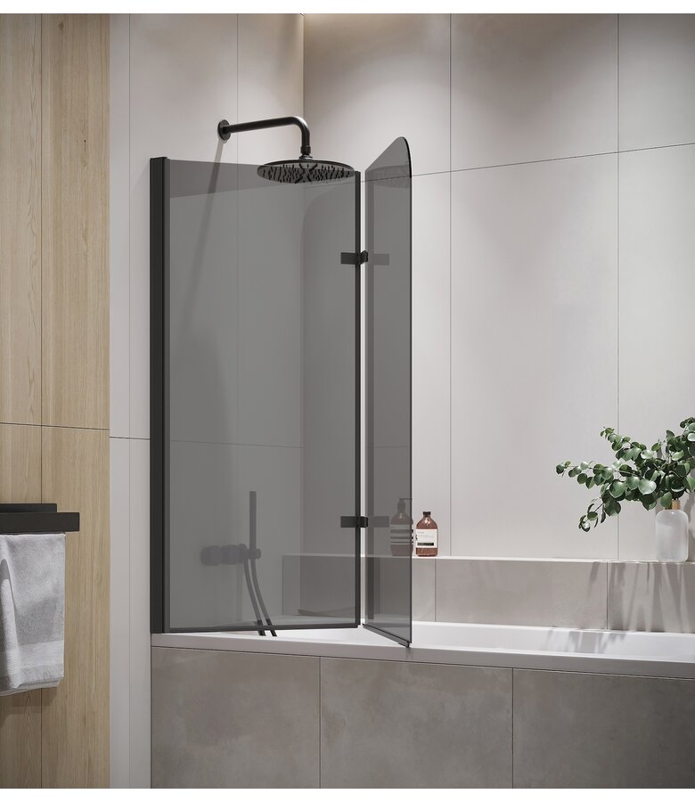 Badwand Austin 110 x 140 cm - rookglas - zwart - nano coating