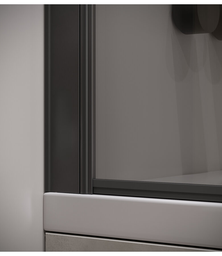 Badwand Torino 60 x 140 cm - rookglas - zwart - nano coating