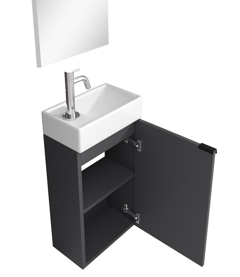 Toiletmeubel Apollo 40cm met spiegel - antraciet