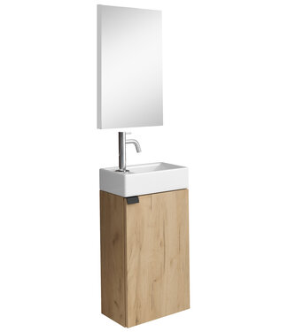 Toiletmeubel Apollo 40cm met spiegel - licht eiken