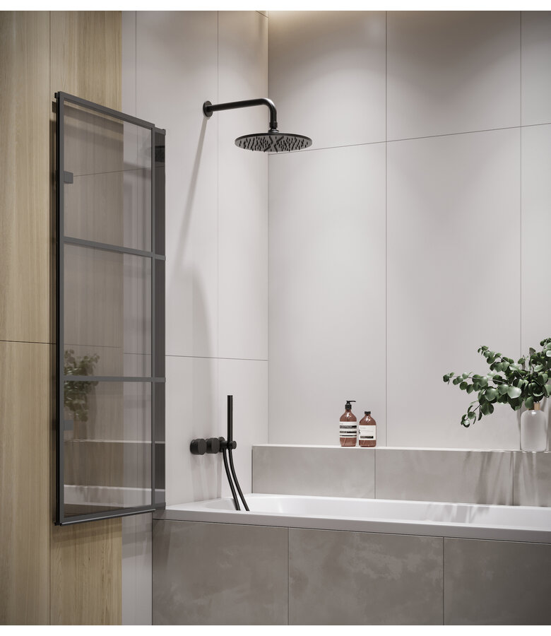 Badwand Berkan 120 x 140 cm - zwart met strepen - nano coating