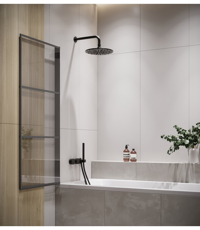 Badwand Berkan 60 x 140 cm - zwart met strepen - nano coating