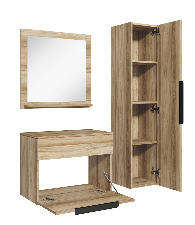 Badkamermeubel Cali 60cm complete set met spiegel - eiken