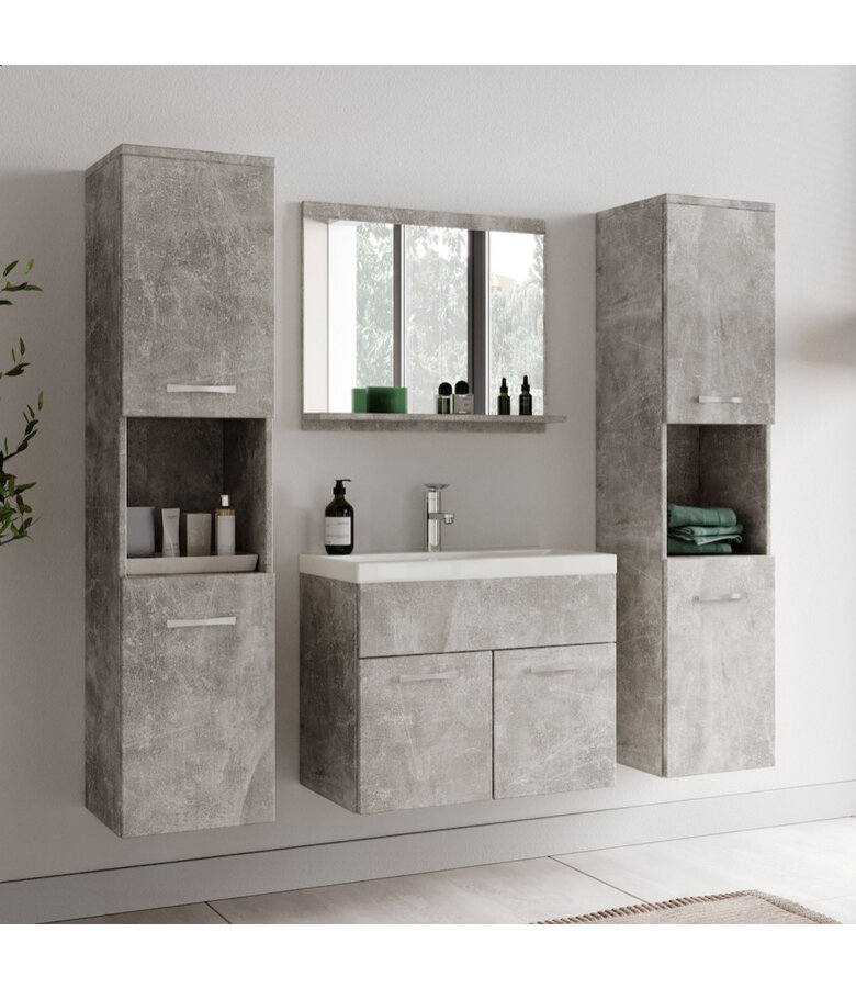 Badkamermeubel Montreal XL 60cm complete set - beton grijs