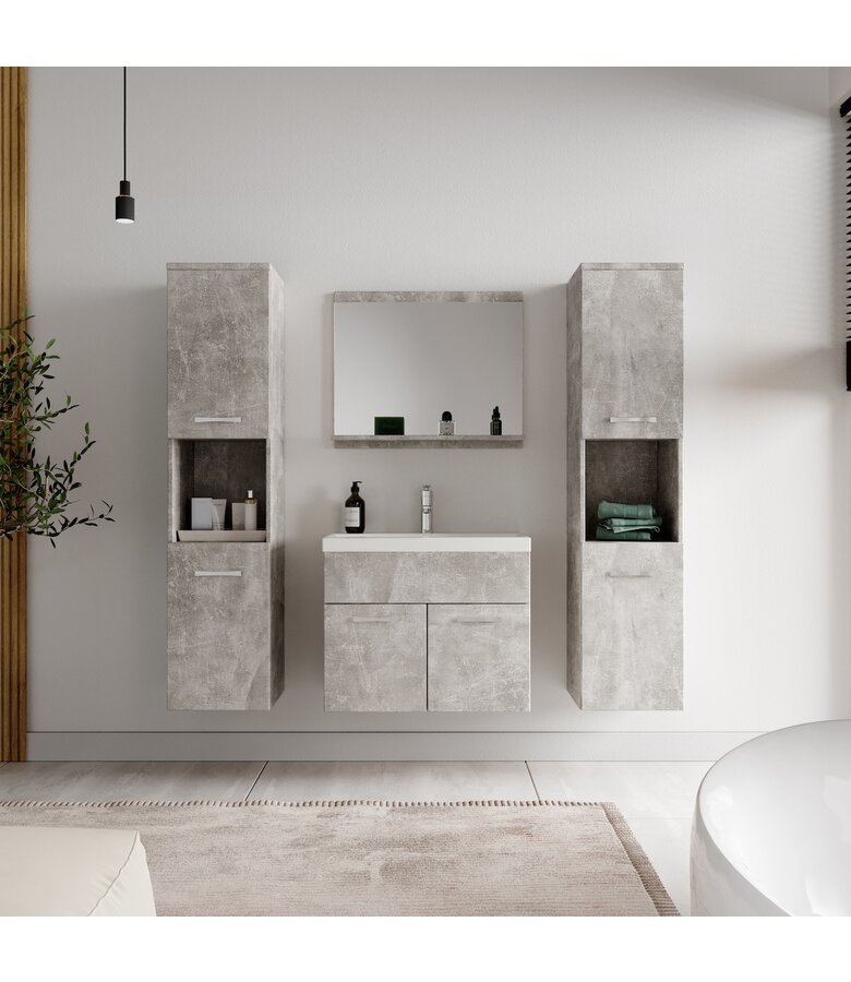 Badkamermeubel Montreal XL 60cm complete set - beton grijs