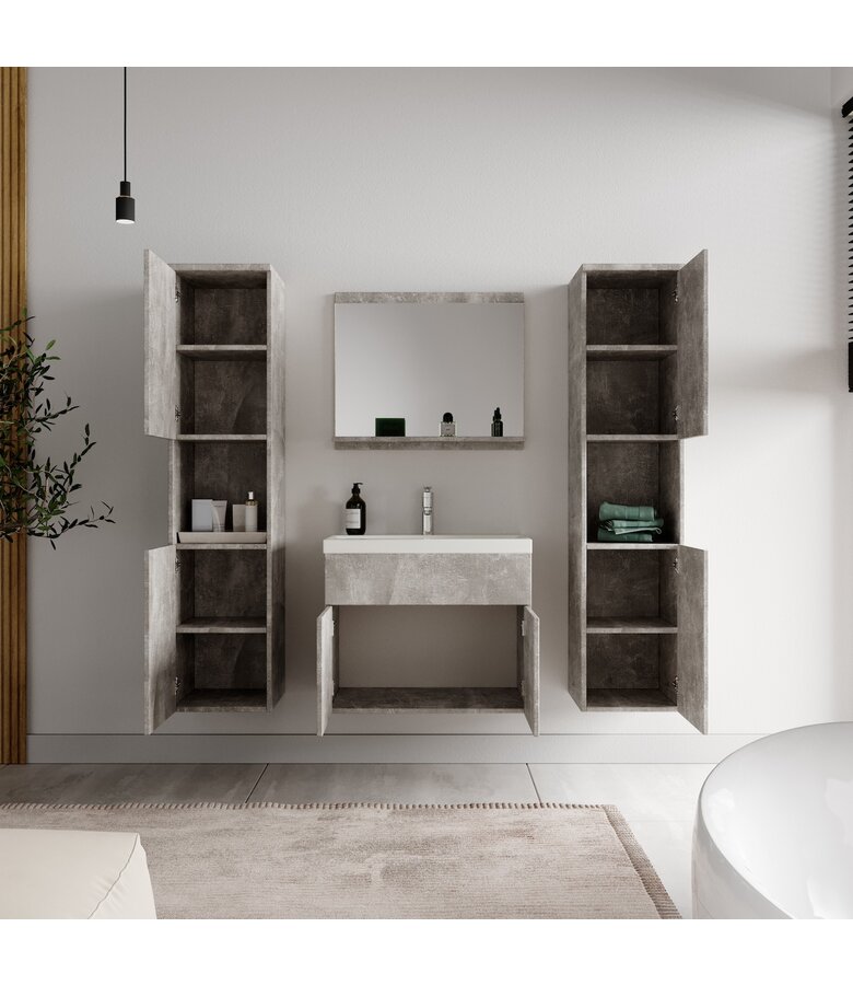 Badkamermeubel Montreal XL 60cm complete set - beton grijs