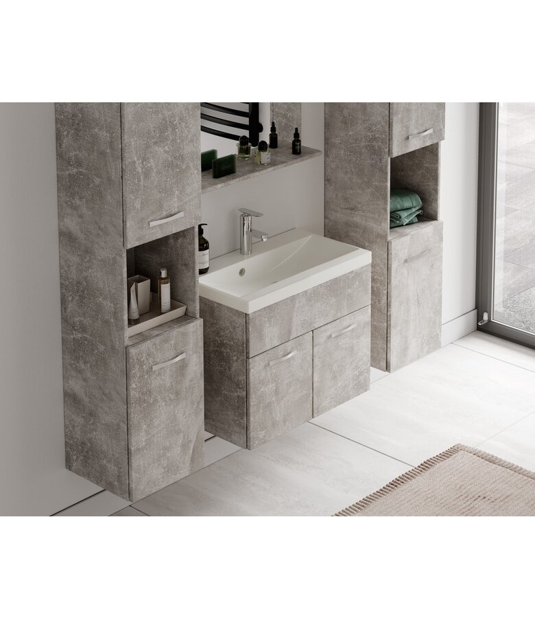 Badkamermeubel Montreal XL 60cm complete set - beton grijs