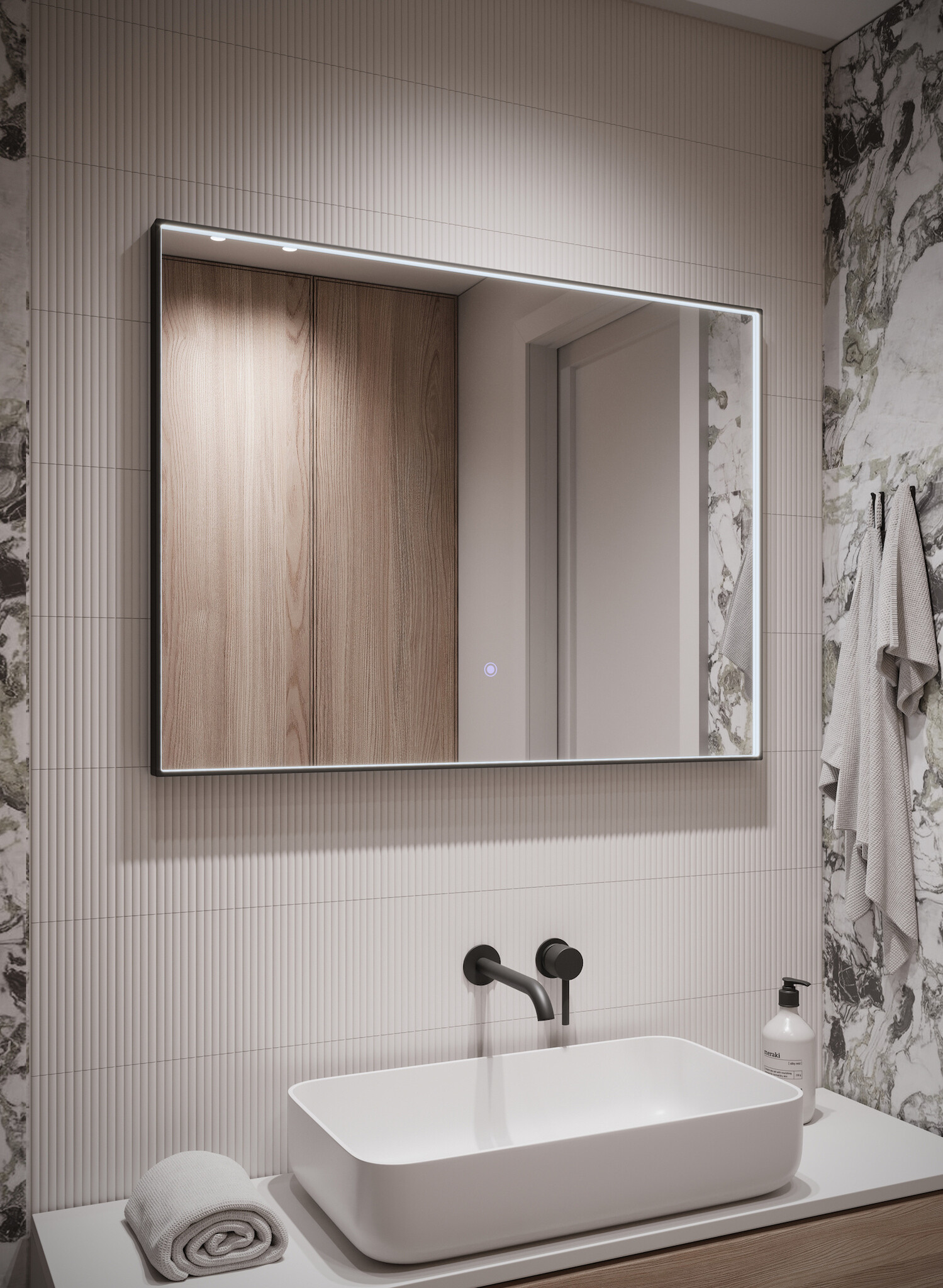 Miroir sur pied barletta psyché inclinable 150 x 35 cm noir