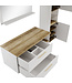Badkamermeubel Bravos 100cm complete set met spiegel - wit met eiken