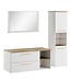 Badkamermeubel Bravos 100cm complete set met spiegel - wit met eiken