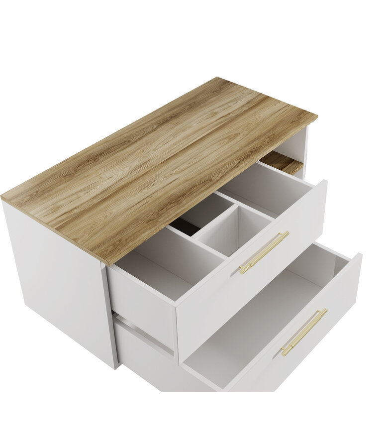 Wastafelkast Bravos 100cm - wit met eiken