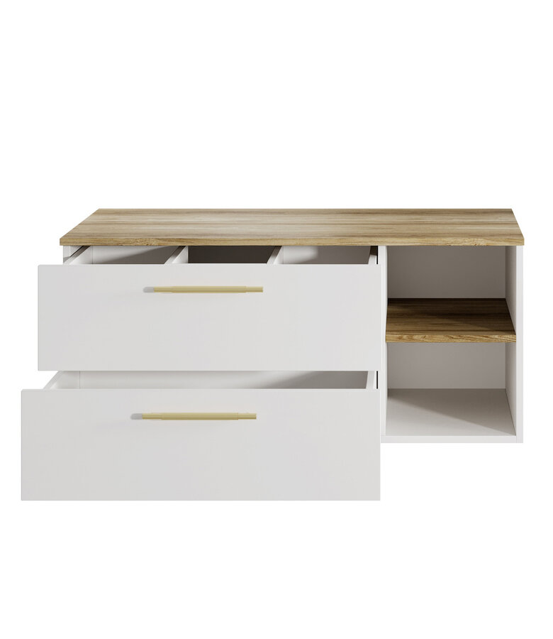 Wastafelkast Bravos 100cm - wit met eiken