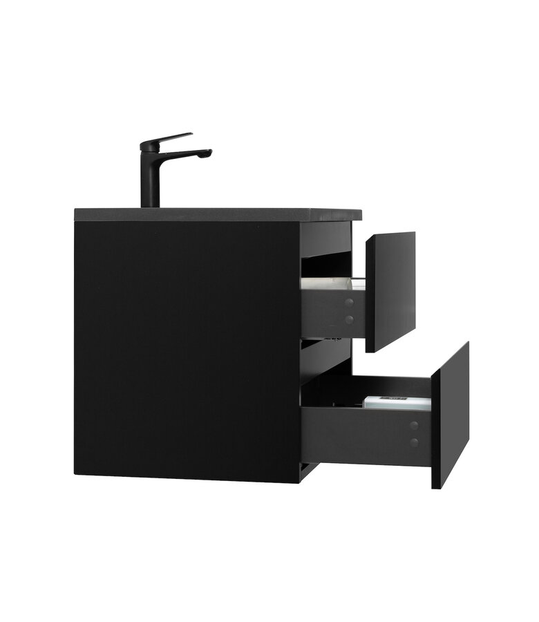 Badkamermeubel Angela 60cm - zwarte wastafel - mat zwart