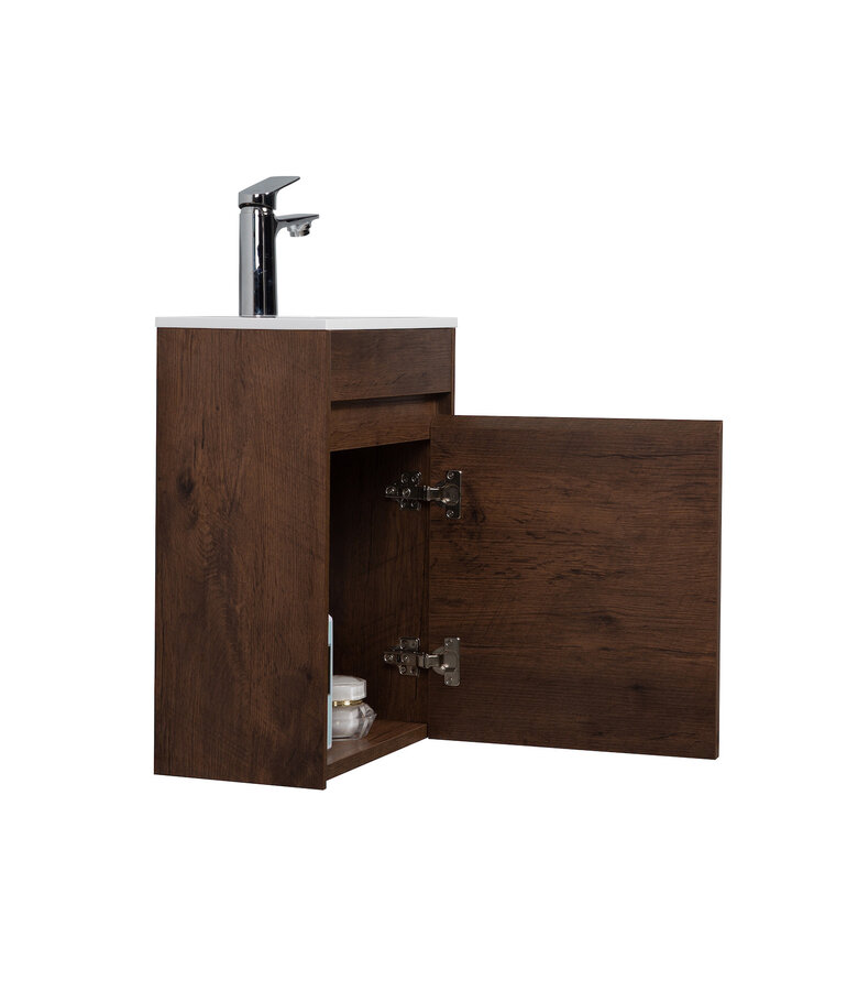 Toiletmeubel Sinta 40cm - walnoot bruin - witte wastafel