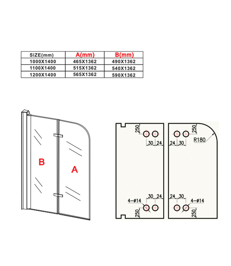 Badwand Austin 100 x 140 cm - chroom - nano coating