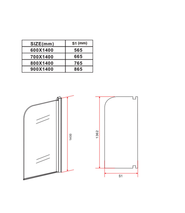 Badwand Torino 60 x 140 cm - chroom - nano coating