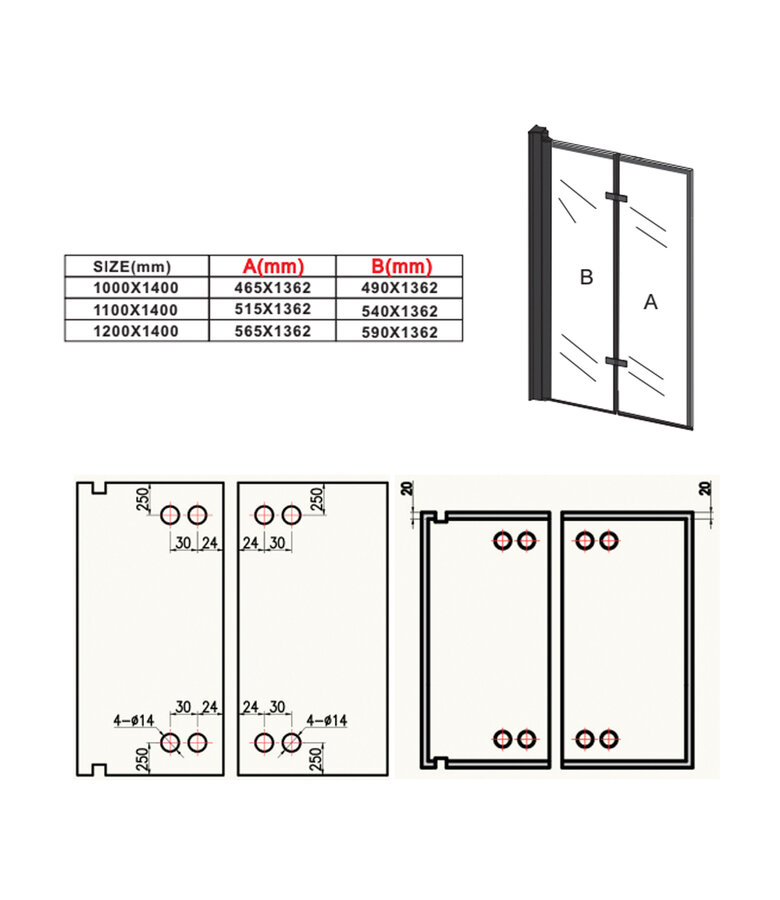 Badwand Medal 100 x 140 cm - zwart - nano coating