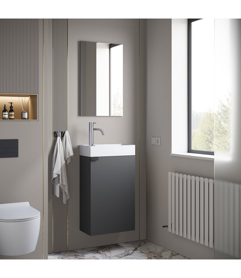 Toiletmeubel Apollo 40cm met spiegel - antraciet