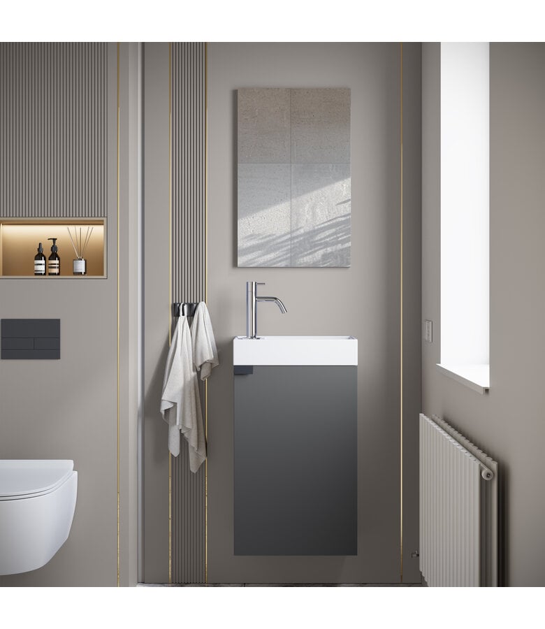 Toiletmeubel Apollo 40cm met spiegel - antraciet