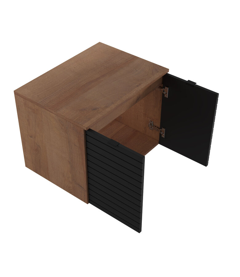 Wastafelkast Dover 60 x 44 x 46 cm - eiken met mat zwart