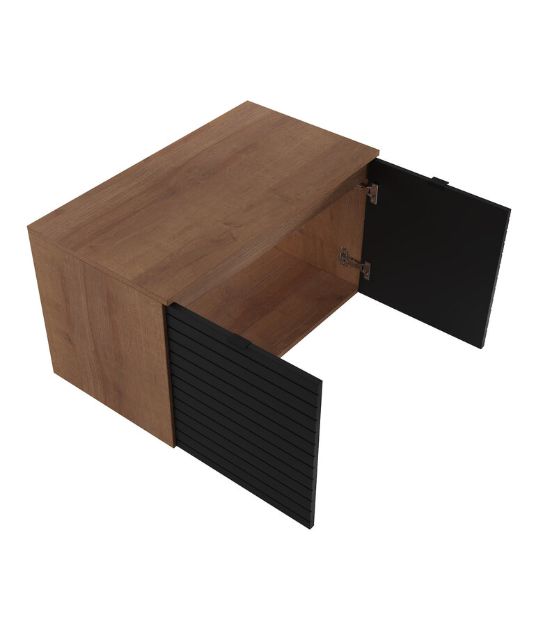 Wastafelkast Dover 80 x 44 x 46 cm - eiken met mat zwart