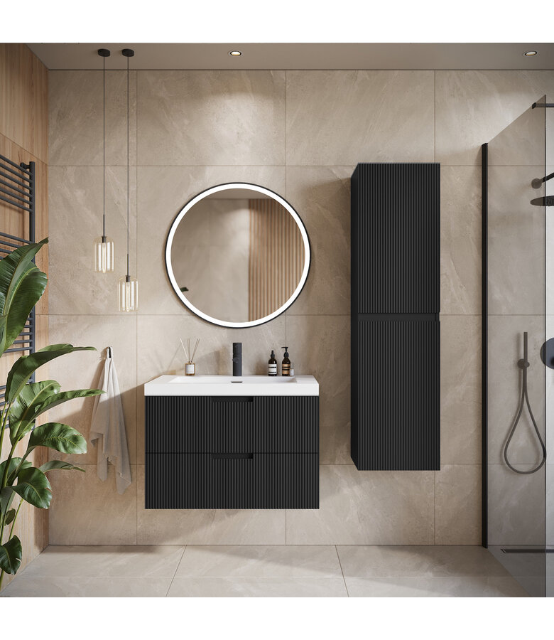 Badkamerkast Thermis 40 x 30 x 150 cm - mat zwart