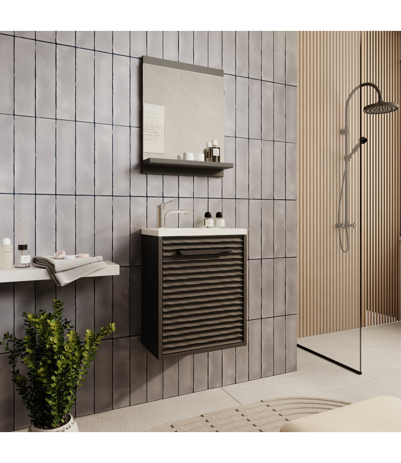 Toiletmeubel Etna 40cm met spiegel - mat zwart