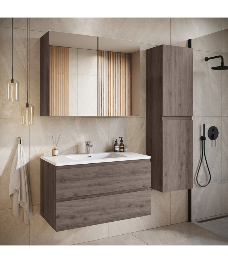 Badkamermeubel Angela 90cm - bruin eiken