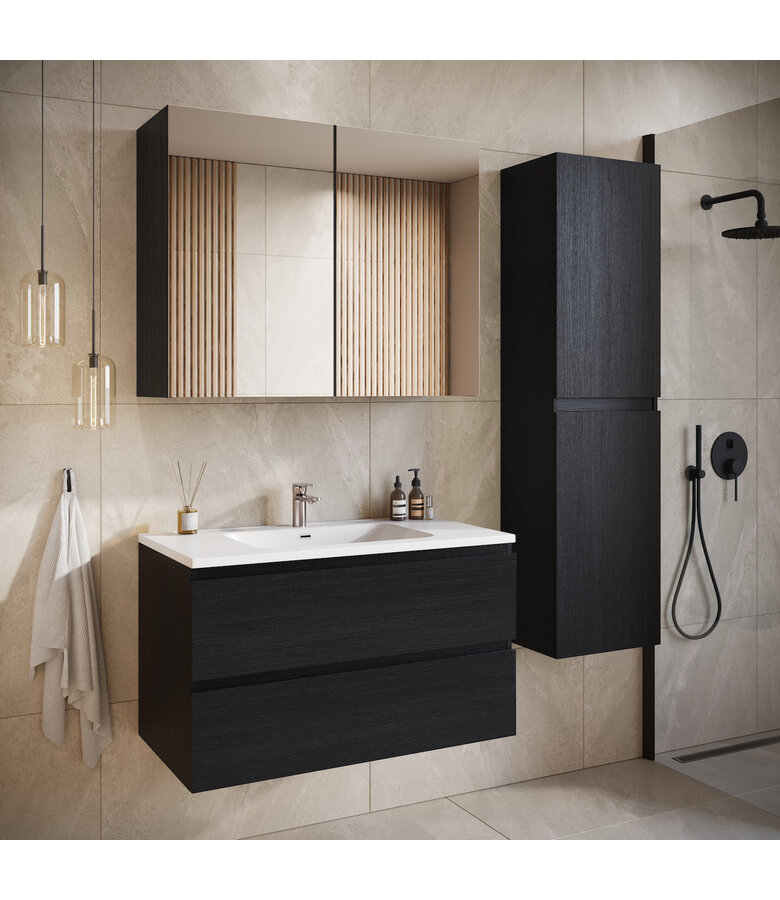 Badkamermeubel Angela 100cm - zwart houtnerf