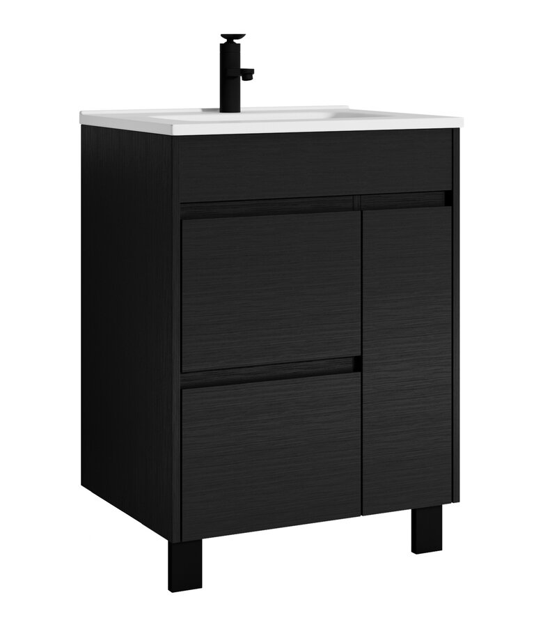 Badkamermeubel Salzburg 60cm - zwart houtnerf