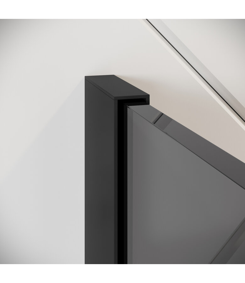 Douchewand Rizani 100 x 200 cm - rookglas - zwart - inloopdouche 8mm