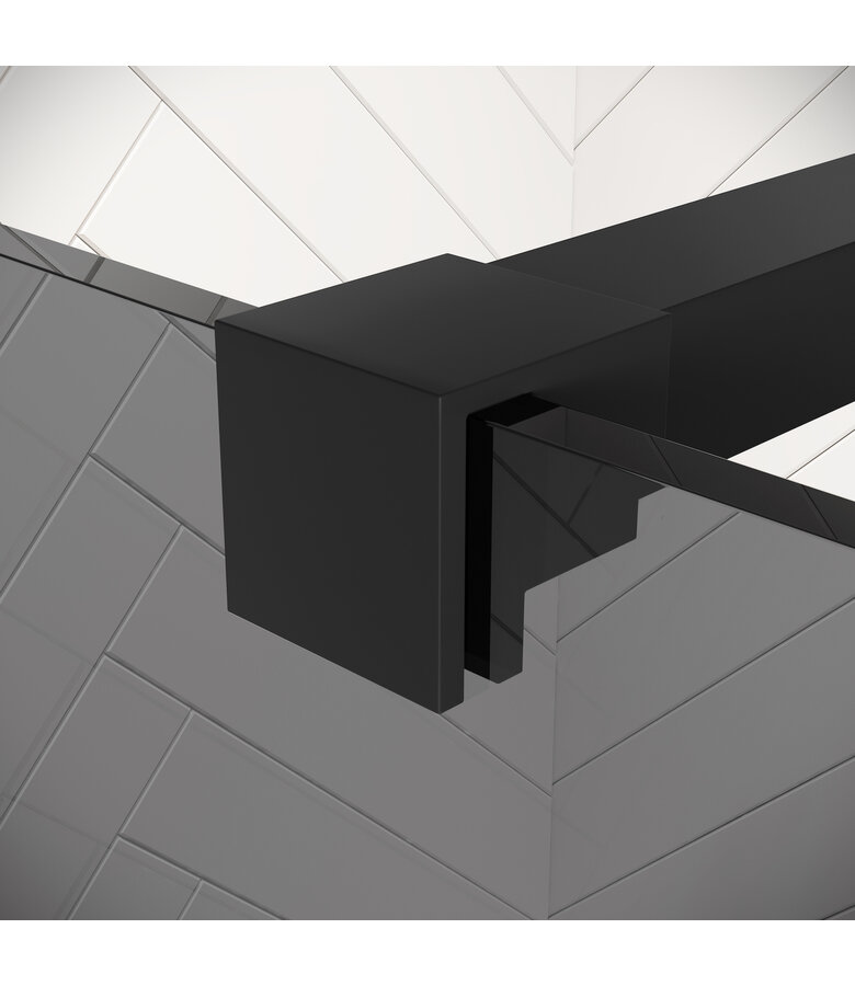 Douchewand Rizani 80 x 200 cm - rookglas - zwart - inloopdouche 8mm