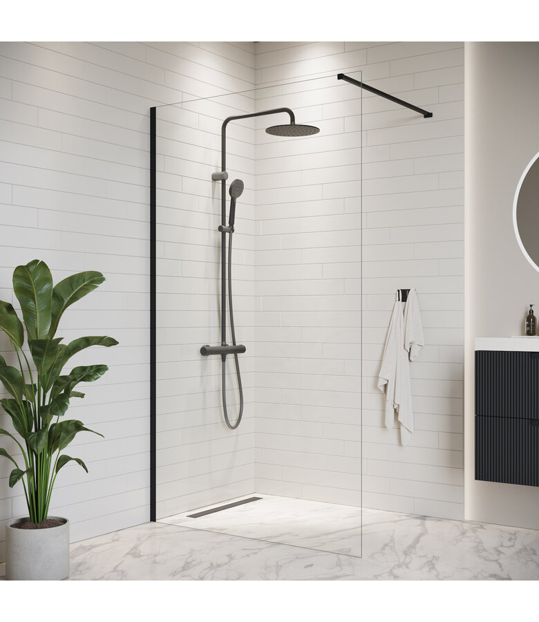 Douchewand Florida 120 x 200 cm - zwart - inloopdouche 8mm