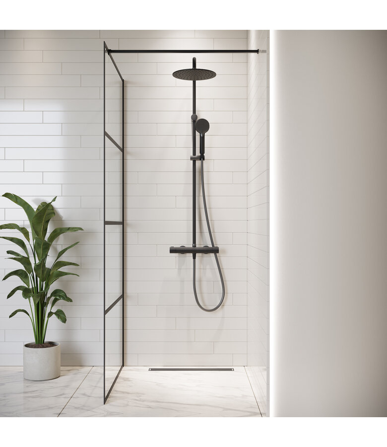 Douchewand Essos 80 x 200 cm - zwart - inloopdouche 8mm