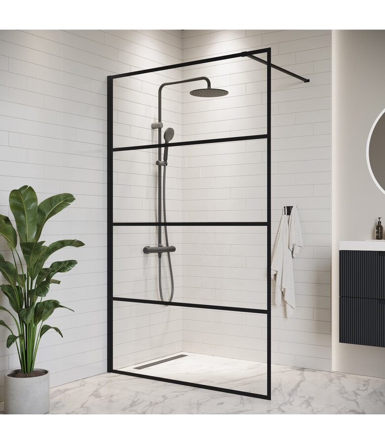 Douchewand Essos 100 x 200 cm - zwart - inloopdouche 8mm