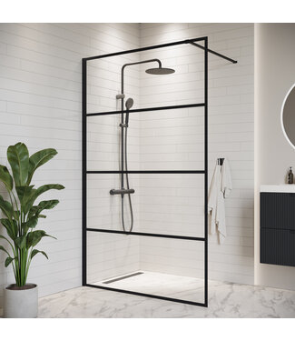 Douchewand Essos 120 x 200 cm - zwart - inloopdouche 8mm