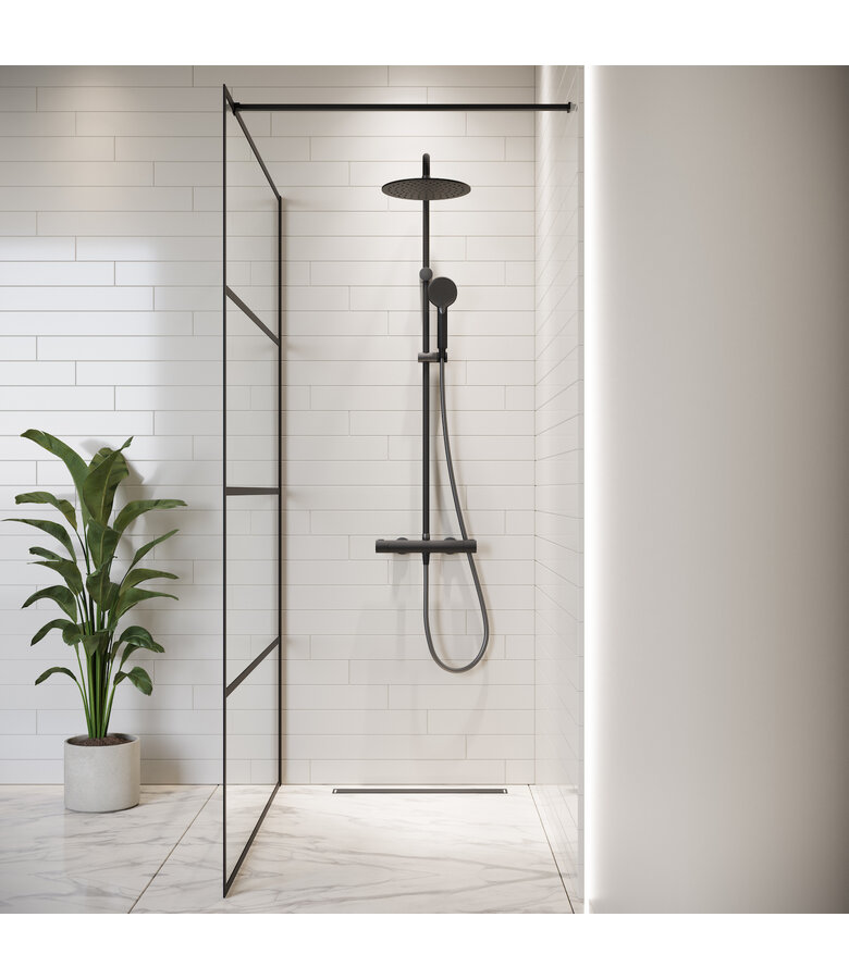 Douchewand Essos 120 x 200 cm - zwart - inloopdouche 8mm