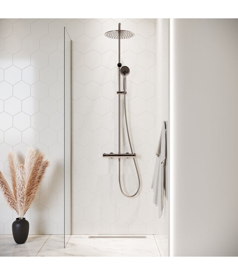 Douchewand Florida 40 x 200 cm - chroom - inloopdouche 8mm