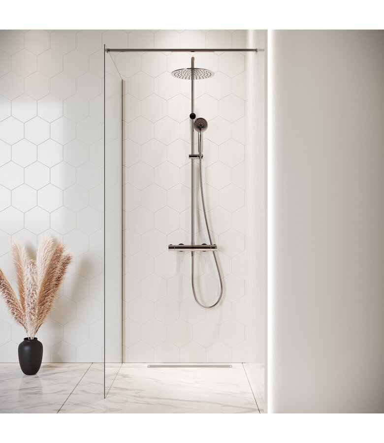 Douchewand Florida 70 x 200 cm - chroom - inloopdouche 8mm