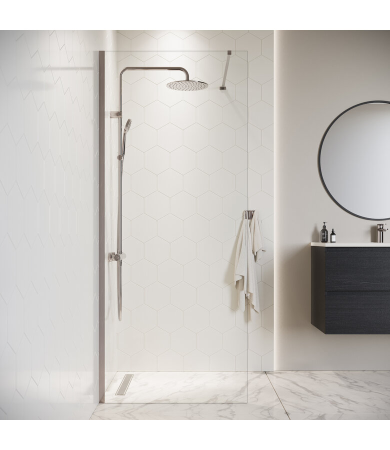 Douchewand Florida 90 x 200 cm - chroom - inloopdouche 8mm