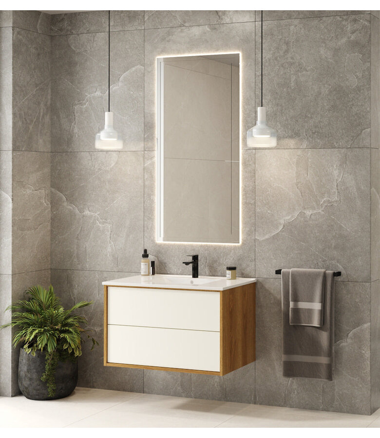 Badkamermeubel Gary 80cm - eiken met wit