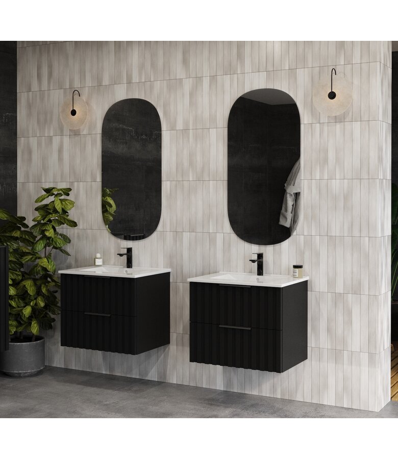 Badkamermeubel Fraser 60cm - zwart - 2 lades