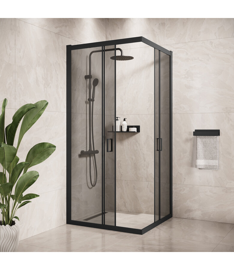 Douchecabine Dakota 90 x 90 x 190 cm - zwart - rookglas - nano coating