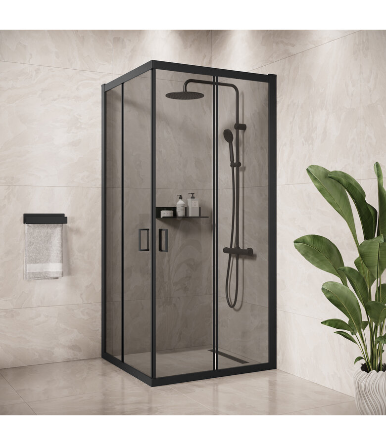 Douchecabine Dakota 90 x 90 x 190 cm - zwart - rookglas - nano coating