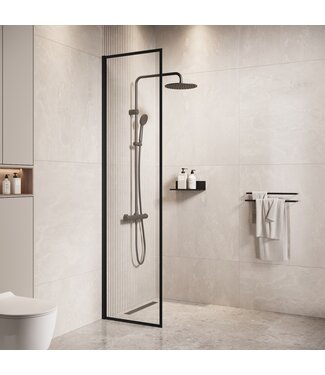 Douchewand Georgia 40 x 200 cm - zwart - inloopdouche 8mm